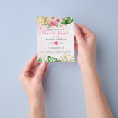 バジェットトロピカルサマーフローラカップル赤ちゃんシャワー チラシ (手)