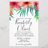 バジェットトロピカルハイビスカスビーチ結婚式招待状 (正面)