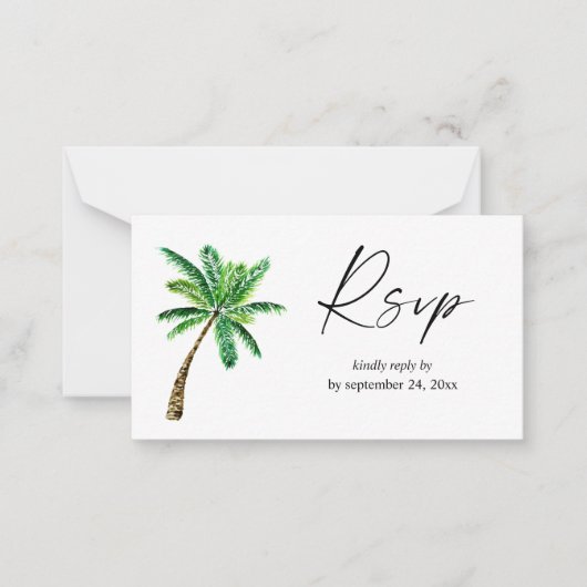 バジェットトロピカルハワイアンパームツリー2SMミールRSVP ノートカード (正面)
