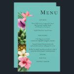 バジェットトロピカルハワイアンフローラメニュー – ティール(緑がかった色)MED<br><div class="desc">**サテン紙は紙薄い。オプションの封筒封筒救のオプションを持つ小さい招待フォーマルで、招待状のお金。トロピカルハワイアンのフローラ結婚メニューでゲストの素晴らしい準備を整える。もっと大きなバージョンが欲しいカードのコレクションをチェックする。 https://www.zazzle.com/collections/tropical_hawaiian_floral_invitation_suite-119384619128203667</div>