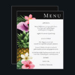 バジェットトロピカルハワイアンフローラメニュー – 黒<br><div class="desc">**サテン紙は紙薄い。オプションの封筒封筒救のオプションを持つ小さい招待フォーマルで、招待状のお金。トロピカルハワイアンのフローラ結婚メニューでゲストの素晴らしい準備を整える。もっと大きなバージョンが欲しいカードのコレクションをチェックする。 https://www.zazzle.com/collections/tropical_hawaiian_floral_invitation_suite-119384619128203667</div>