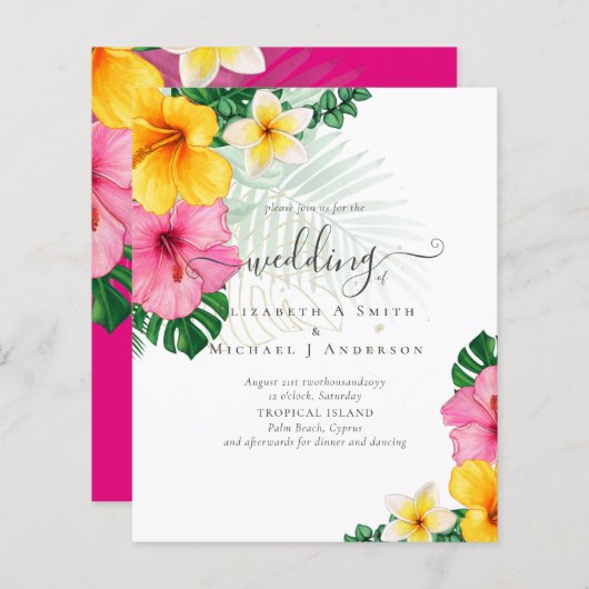 バジェットトロピカルパラダイスビーチ結婚式花模様 (正面/裏面)