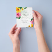 バジェットトロピカルパラダイスビーチ結婚式花模様 チラシ (手)