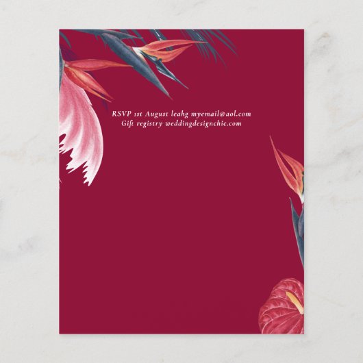 バジェットトロピカルパンパスグラスネイビーベリ結婚ーズ (裏面)