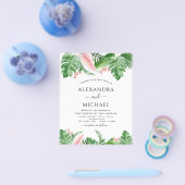 バジェットトロピカルパームフォトグリーンピンク結婚ズ チラシ (シングル)