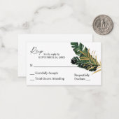 バジェットトロピカルパームリーフ金ゴールド2SM食事なしRSVP ノートカード (正面/裏面インサイチュ)