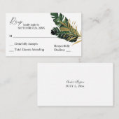 バジェットトロピカルパームリーフ金ゴールド2SM食事なしRSVP ノートカード (正面/裏面)