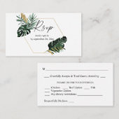 バジェットトロピカルパームリーフ金ゴールド2SM食事RSVP ノートカード (正面/裏面)