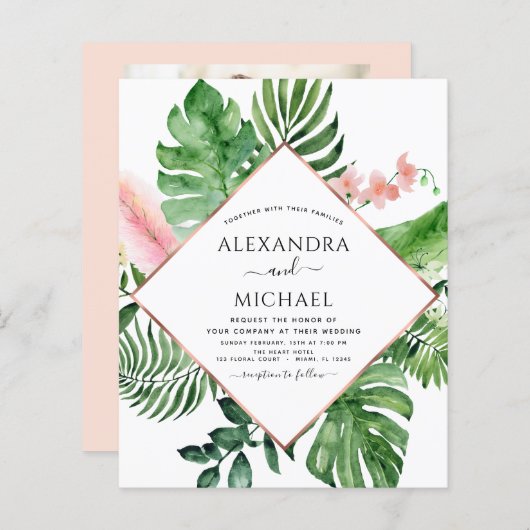 バジェットトロピカルパーム写真の水結婚色 (正面/裏面)