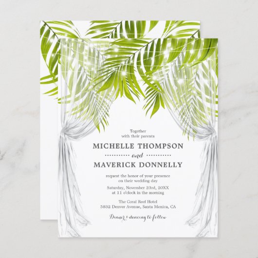 バジェットトロピカルビーチ結婚式招待状 (正面/裏面)
