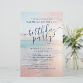 バジェットトロピカルビーチ誕生日ピンクパーティーフライヤー (スタンド正面)