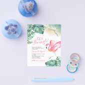 バジェットトロピカルピンクフラミンゴ16th誕生日パーティー チラシ (シングル)