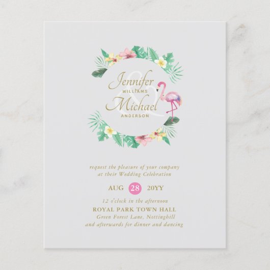 バジェットトロピカルピンクブライダルシャワー結婚または (正面)