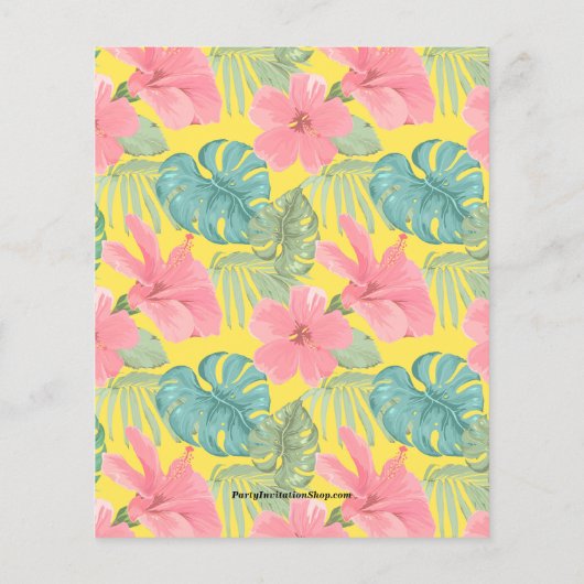 バジェットトロピカルフラワーズバースデーパーティ招待状 (裏面)