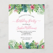バジェットトロピカルフラワーズバートデイパーティの招待状 (正面)