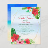 バジェットトロピカルフローラブライダルシャワー招待 (正面/裏面)