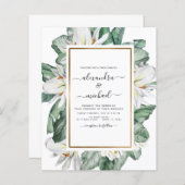 バジェットトロピカルマグノリアパーム結婚式招待状 (正面/裏面)