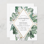 バジェットトロピカルマグノリアフローラ結婚式招待状 (正面/裏面)