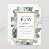 バジェットトロピカルマグノリアベビーシャワー招待状 (正面/裏面)