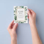 バジェットトロピカルマグノリアベビーシャワー招待状 チラシ (手)