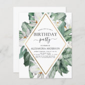 バジェットトロピカルマグノリア誕生日招待状 (正面/裏面)