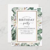 バジェットトロピカルマグノリア誕生日招待状 (正面/裏面)