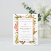 バジェットトロピカルリーフ花模様結婚式招待状 (スタンド正面)