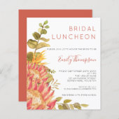 バジェットトロピカル花模様ブライダルシャワー招待 (正面/裏面)