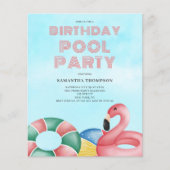 バジェットトロピカル誕生日プールパーティの招待状 チラシ (正面)