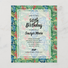 バジェットトロピカル50バースデーパーティ招待状