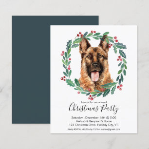 バジェットドイツシェパードドッグクリスマスパーティー招待状