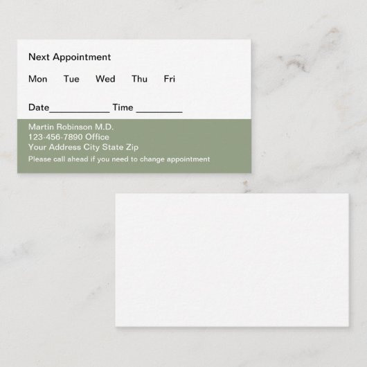 バジェットドクターアポイントメントカード 予約カード (正面/裏面)