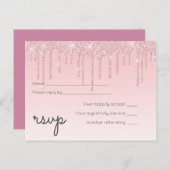 バジェットドリップピンクグリッター結婚ズ インビテーションポストカード (正面/裏面)