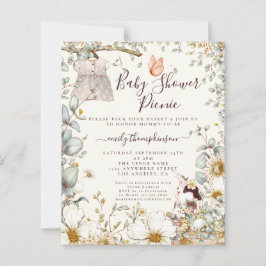 バジェットドレスガールベビーシャワーピクニック招待状