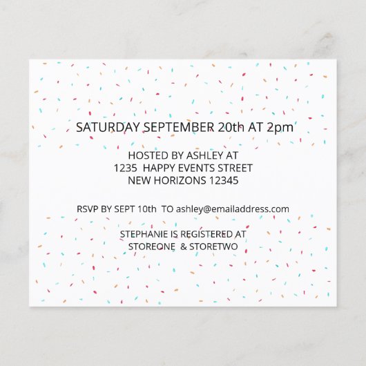 バジェットドーナツ赤ちゃんシャワー招待状 (裏面)