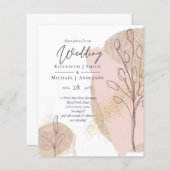 バジェットナチュラルアース抽象芸術結婚式招待状 (正面/裏面)