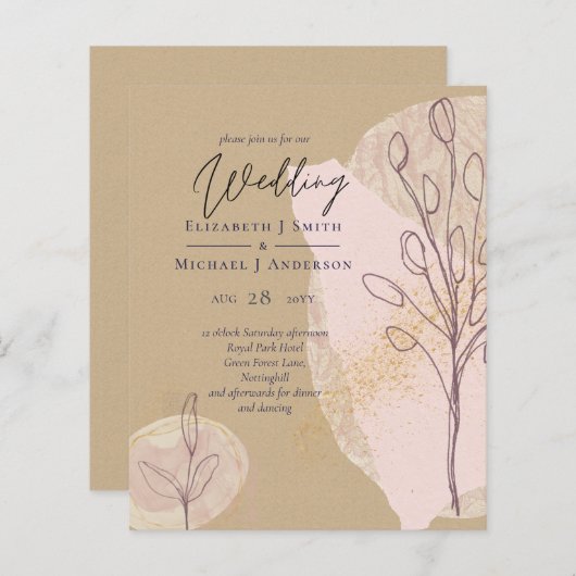 バジェットナチュラルアース素朴ウッドランド秋の結婚式 (正面/裏面)