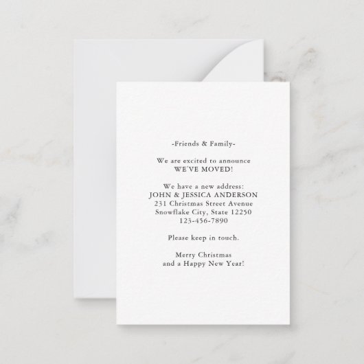 バジェットニューホームアドレスリースホリデームービングカード ノートカード (裏面)