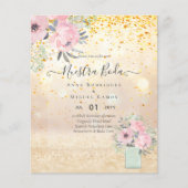 バジェットヌエストラボダピンク赤面フローラ招待状 (正面)