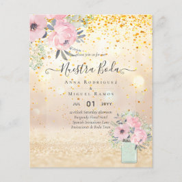 バジェットヌエストラボダピンク赤面フローラ招待状