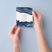 バジェットネイビーと金ゴールドアゲート結婚式招待状 チラシ (手)