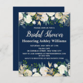 バジェットネイビーグリーンバラブライダルシャワー招待 (正面/裏面)