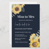 バジェットネイビーサンフラワーブライダルシャワー招待 (正面/裏面)