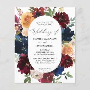 バジェットネイビーバーグンディピンク&ピーチ2結婚フローラ チラシ