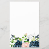 バジェットネイビーピンクエレガントフローラ結婚式招待状 チラシ (裏面)