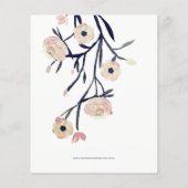 バジェットネイビーピンクフローラブライダルシャワー招待 (裏面)