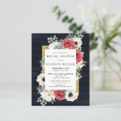 バジェットネイビーフローラブライダルシャワー招待 (スタンド正面)