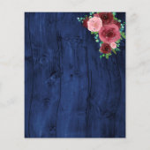 バジェットネイビーブルガンディウォーターカラー結婚式招待状 チラシ (裏面)