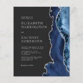 バジェットネイビーブルーアガテシルバー結婚式招待状 (正面)