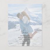 バジェットネイビーブルーウィンターフローラ結婚式招待状 (裏面)